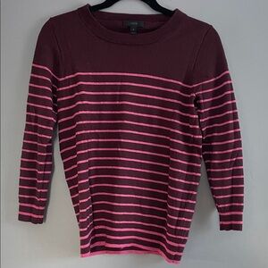 J. Crew Women's Sweater - Burgundy and Pink Stripes